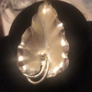 Vintage silver leaf pin